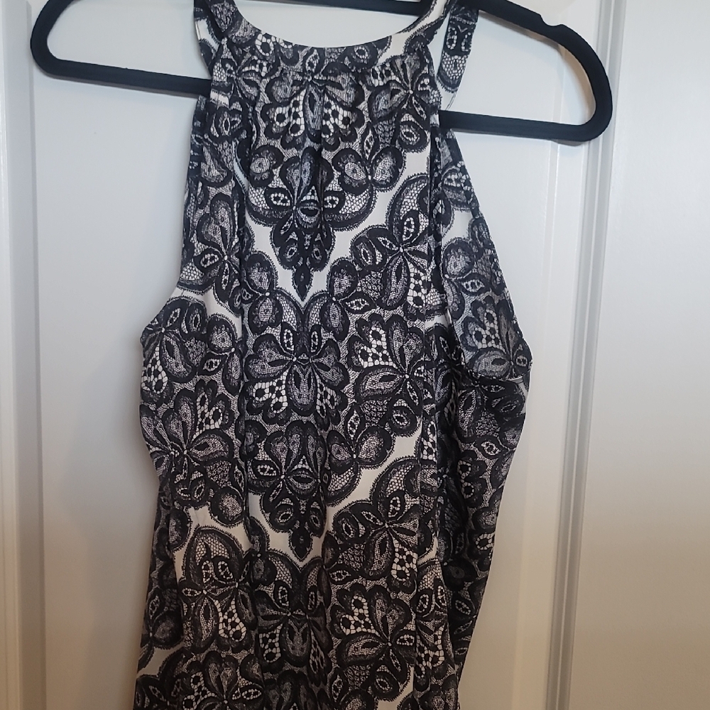 Black and White Lace Halter Top